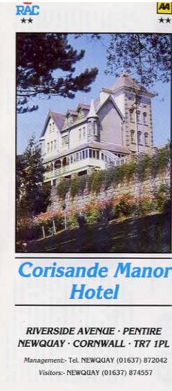 Corisande Manor Hotel, Newquay, Cornwall
